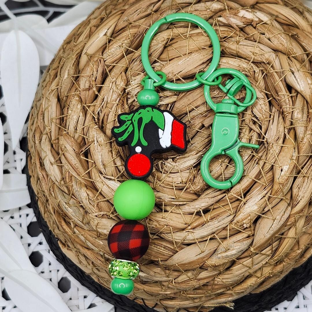Grinch Keychain, Grinch Purse Bracelet, Winter Keychain, Christmas Keychain, Backpack Keychain